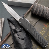 Diskin Custom Kershaw Livewire, Deep Etch Damascus Double Edge, Black Handle, Ice Blue Screws