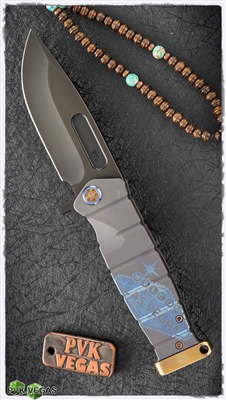 Medford USMC Folder "Vegas Gambling" PVD S35VN Blade BB/Violet Handle W/Engraved "Welcome To Las Vegas" and Bronze/Flame Anodized HW