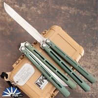 Medford Viceroy Drop Point Tumbled Blade, Anodized Antique Green Handles, Silver HW