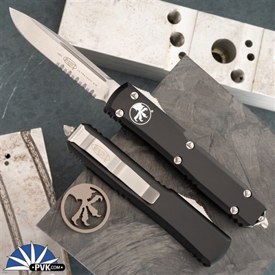 Microtech Ultratech S/E 121-11 Stonewash Serrated Black Handle