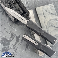 Microtech Combat Troodon Gen 3 1142-12 Double Edge Stonewash Full Serrated Blade, Black Handle