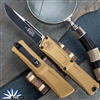 Microtech Combat Troodon Gen 3 1143-1TA Single Edge Black Blade, Tan Handle