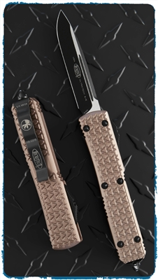 Microtech Ultratech D/A OTF Tri-Grip Black Single Edge Black & Tan