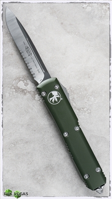 Microtech Ultratech D/A OTF S/E 121-5OD Satin Serrated Blade OD Green Handle