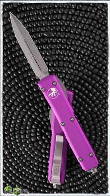 Microtech Ultratech D/E 122-10VI Stonewash Blade Violet Handle