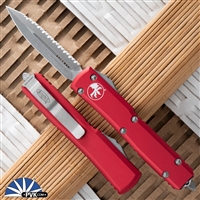 Microtech Ultratech D/E 122-12APRD Apocalyptic Full Serrated Red Handle