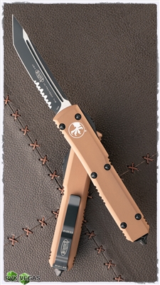 Microtech Ultratech T/E 123-2TA Black Serrated Blade Tan Handle