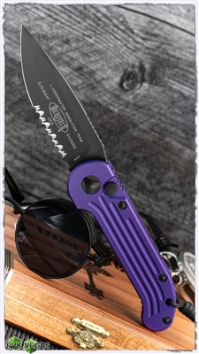 Microtech LUDT 135-2PU Black Serrated Blade Purple Handle