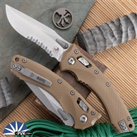 Microtech Amphibian 137RL-11FLGTTA Ram-Lok G10 Tan Fluted, Stonewash Partial Serrated