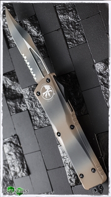 Microtech Combat Troodon D/A OTF Serrated Bowie Blade Tan Camo