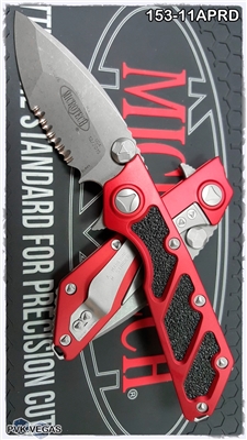 Microtech DOC. M/A Flipper 153-11AP AP Serrated Blade Red Handle