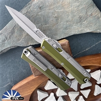 Microtech GLYKON 184-10APOD Bayonet Apocalyptic Blade Apocalyptic Overlay OD Green Handle