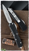 Microtech UTX-85 II 232II-12S Double Edge Stonewash Full Serrated Blade, Black Handle Stepside Signature Series