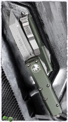 Microtech UTX-85 T/E 233-10OD Stonewash Blade Green Handle