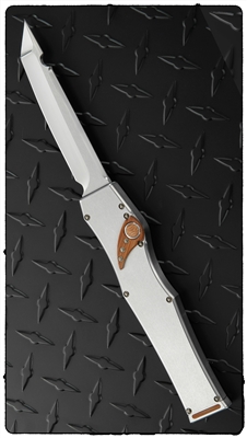 Marfione Custom HALO 5 OTF Auto Stainless Steel High Polish Blade w/ Bamboo Inlays