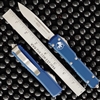 Microtech Ultratech 121-10BL Single Edge Stonewash Blade, Blue Handle