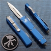 Microtech Ultratech 122-4BL Double Edge Satin Blade, Blue Handle