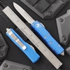 Microtech UTX-85 231-10BL Single Edge Stonewash Blade, Blue Handle