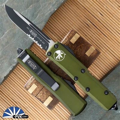 Microtech UTX-85 S/E 231-2OD Black Serrated OD Green Handle