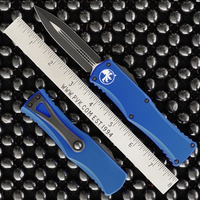 Microtech Hera 702-1BL Double Edge Black Blade Blue Handle