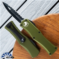 Microtech Hera 702-3OD Double Edge W/Full Serration, Black Blade, OD Green Handle