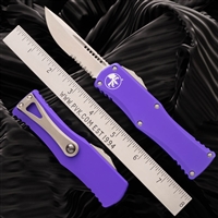Microtech Hera 703-11PU Single Edge Stonewash Partial Serrated Blade Purple Handle