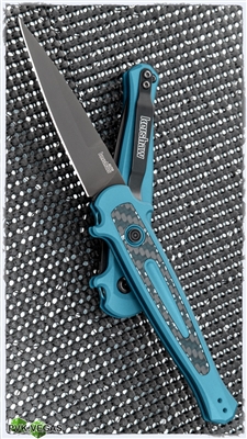 Kershaw Launch 8 Carbon Fiber Inlay - Teal Handle Black Blade