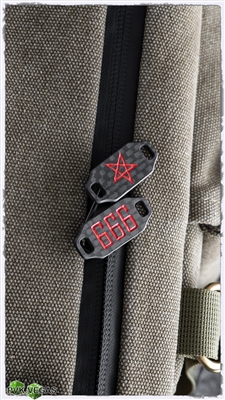 NCC Knives Boot Tags Carbon Fiber Painted - Red 666 & Pentagram