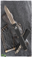 Microtech Ultratech S/E 121-14 Bronze Partial Serraterd Blade Black Handle