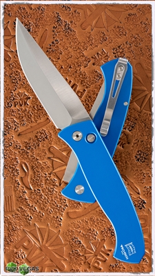 Protech Brend #3 Auto 1321-SB Satin Blade Blue Handles