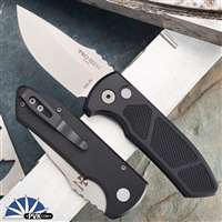 Protech Les George SBR Auto 405 Stonewash Blade, Textured Black Handle