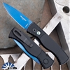 Protech Tactical Response 2 T203-SB Sapphire Blue Magnacut Blade, Black With Textured Corners Handle Abalone Button