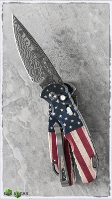 Protech TR-5 Auto T540DM Vintage Flag Custom Damascus Blade