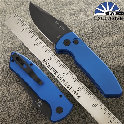 Protech/Les George SBR Auto, Black DLC CPM-3V, Blue Smooth Handle *PVK Exclusive*