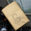 Custom Hand Satin Brass Lighter With Hand Engraved Scorpion & Skull