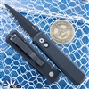 Custom REK Knives Protech Godson Auto 721 Black Full Serrated Blade, Black Handle
