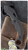 REVO Knives K9 Karambit Flipper, 3" Black Stonewashed Blade Recurve Tanto Blade, Stainless Steel Handles