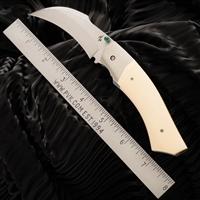 Reese Weiland Wasp "Dual Action" Linerlock, Satin 154CM Blade, "Pre-Ban" Ivory Scales With  Polished Titanium Bolsters,