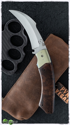 Reese Weiland Wasp Linerlock, Wood Scales With Titanium Bolsters, Satin Blade