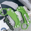 Reate EXO-K Gravity Karambit, Stonewashed N690, Green Oxide Aluminum, Tan Trainer