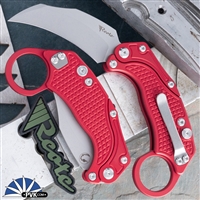 Reate EXO-K Gravity Karambit, Stonewash N690, Red Oxide Aluminum, Tan Trainer