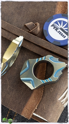One Studio Custom Titanium Single Finger Knuck Blue & Gold V2