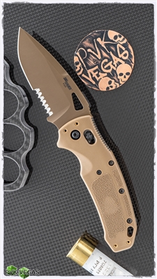 Sig Sauer/Hogue K320 "ABLE" Lock Drop Point Knife, Coyote Tan Scales, Serrated 3.5" PVD CPM-S30V