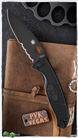 Spyderco Resilience Lightweight Liner Lock, Black FRN Scales, 4.3" Black Serrated Blade