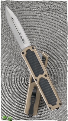 Carbon Fiber Inlay Titan D/A OTF Auto Tan Handle Silver Double Edge