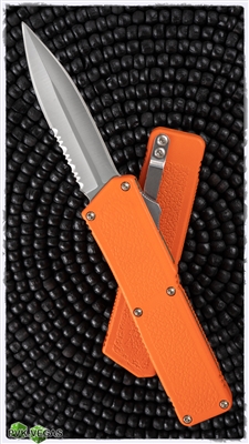 Taiwan Lightning Orange Handle Silver Double Edge Partial Serrated