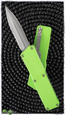 Taiwan Lightning Toxic Green Silver Double Edge Partial Serrated Blade
