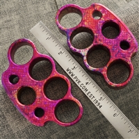 Vital EDC Custom Splash Anodized Cosmic Pink, Checkered Aluminum, Full Size Paperweight 3/4"