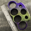 Vital EDC Custom Splash Anodized Purple/Green, Checkered Aluminum, Full Size Paperweight 3/4"