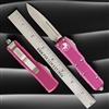 Microtech UTX-85 231-10PK Single Edge Stonewash Blade, Pink Handle